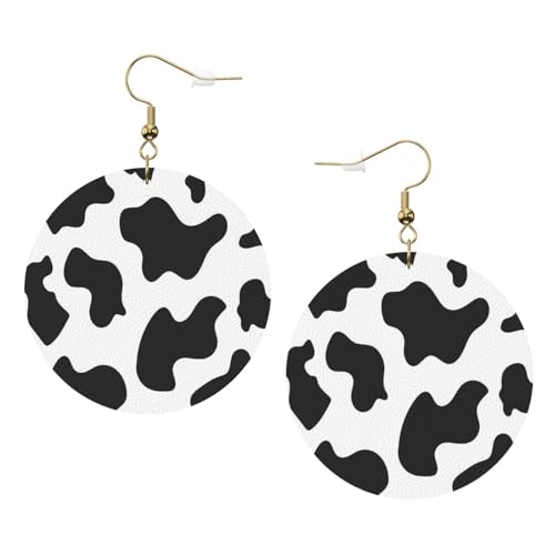 Schwarze und weiße Leopardenleder-Ohrringe, rund, für Valentinstag, Festival, Aktivitäten, Mode für Damen, Einheitsgröße, Kunstleder Schwarze und weiße Leopardenleder-Ohrringe, rund, für Valentinstag, Festival, Aktivitäten, Mode für Damen, Einheitsgröße, Kunstleder von FSCEV