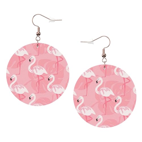 Sommer-Flamingo-Palmenblätter, Leder, runde Ohrringe, Farbe, Valentinstag, Festival, Aktivitäten, Mode für Damen, Einheitsgröße, Kunstleder Sommer-Flamingo-Palmenblätter, Leder, runde Ohrringe, Farbe, Valentinstag, Festival, Aktivitäten, Mode für Damen, Einheitsgröße, Kunstleder von FSCEV