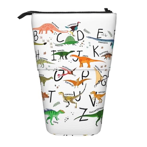 Stilvolle Lernalphabete mit Dinosauriern, vertikal, einziehbar, Aufbewahrungstasche, tägliche Aufbewahrung für Schule, Büro, Make-up-Tasche von FSCEV