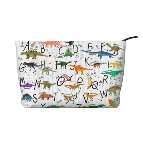 Stilvolle Make-up-Tasche mit Dinosauriern, aus Kordsamt, Reise-Kosmetiktasche, Organizer, Kulturbeutel, Schwarz , Einheitsgröße von FSCEV