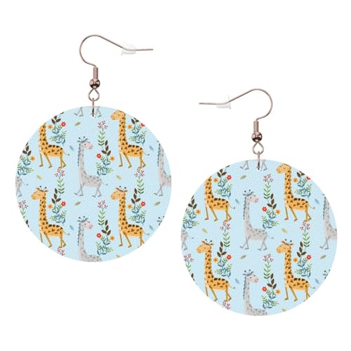 Süße Giraffen-Blumen, Leder, runde Ohrringe, Farbe, Valentinstag, Festival, Aktivitäten, Mode für Damen, Einheitsgröße, Kunstleder Süße Giraffen-Blumen, Leder, runde Ohrringe, Farbe, Valentinstag, Festival, Aktivitäten, Mode für Damen, Einheitsgröße, Kunstleder von FSCEV