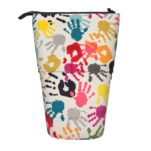 Vertikales Federmäppchen mit Handabdruck, einziehbar, Aufbewahrungstasche, tägliche Aufbewahrung für Schule, Büro, Make-up-Tasche von FSCEV