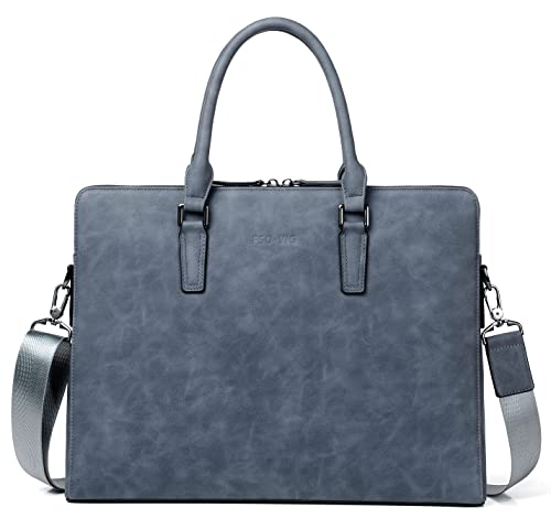 FSD.WG Business Tasche Leder Messenger Bag Wasserdicht Business Reise Aktentasche Handtasche Aktentasche für Herren, Blau, Large von FSD.WG