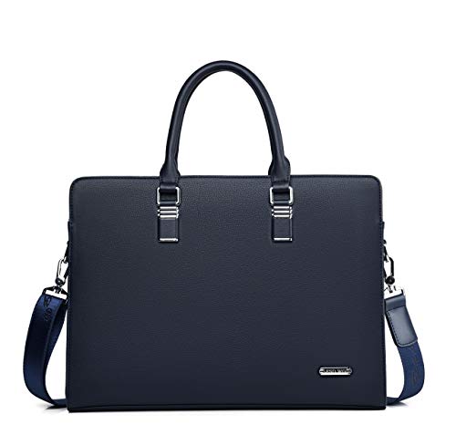 FSD.WG Men's Business Bag, Waterproof Leather Briefcase, Shoulder Laptop Business Bag for Business, School, Travel, Removable, blue von FSD.WG