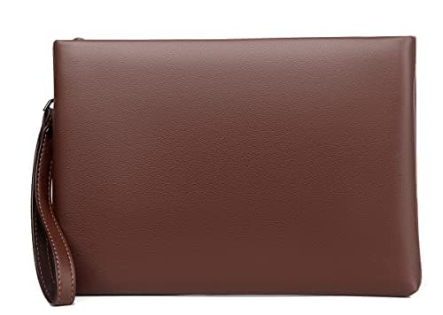 FSD.WG Herren Clutch Bag Handtasche Leder Reißverschluss Große Geldbörse Clutch Geldbörse mit Geld, braun, L, Leger von FSD.WG