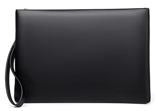 FSD.WG Herren Clutch Bag Handtasche Leder Reißverschluss Große Geldbörse Clutch Geldbörse mit Geld, schwarz, L, Leger von FSD.WG