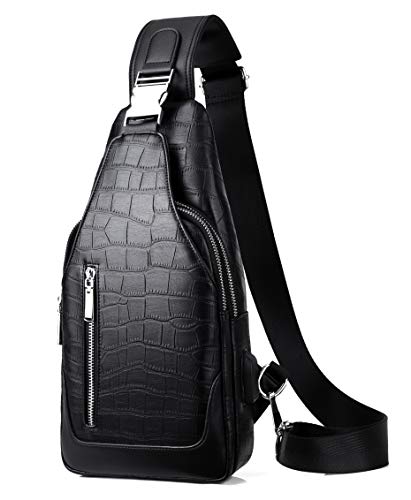 FSD.WG Sling Rucksack für Herren Brusttasche Crossbody Schultertaschen Reisetasche beutel für Männer mit wasserabweisend - Schwarz - Large von FSD.WG