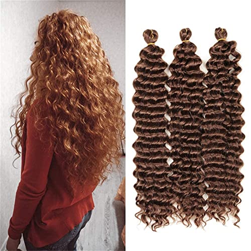 3 Packungen Ocean Wave Häkelhaar 22 Zoll Deep Wave Häkelhaar Synthetisches lockiges Flechthaar Häkelhaar für schwarze Frauen (30#, 28 Inch) von FSDADSA
