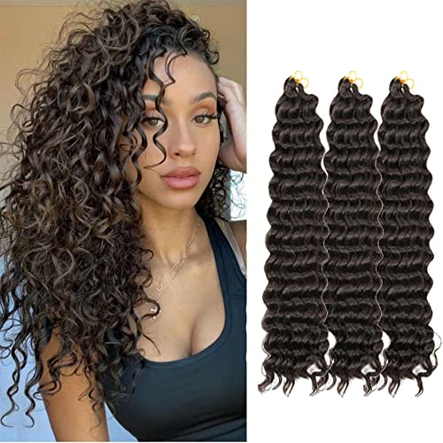 3 Packungen Ocean Wave Häkelhaar 22 Zoll Deep Wave Häkelhaar Synthetisches lockiges Flechthaar Häkelhaar für schwarze Frauen (4#, 22 Inch) von FSDADSA