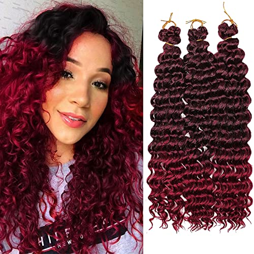 3 Packungen Ocean Wave Häkelhaar 22 Zoll Deep Wave Häkelhaar Synthetisches lockiges Flechthaar Häkelhaar für schwarze Frauen (T530, 28 Inch) von FSDADSA