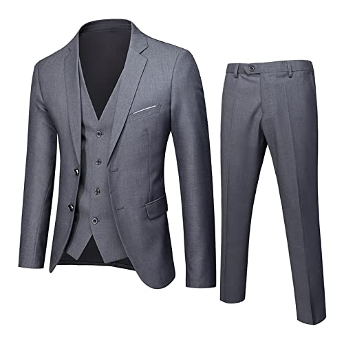 3-teiliges Kostüm für Herren, Jacke + Weste + Hose, Kostüm, Party, Hochzeit, Business, elegant, Slim Fit, Hochzeit, Langarm, Blazer mit einem Knopf, #03, Large von FSFA