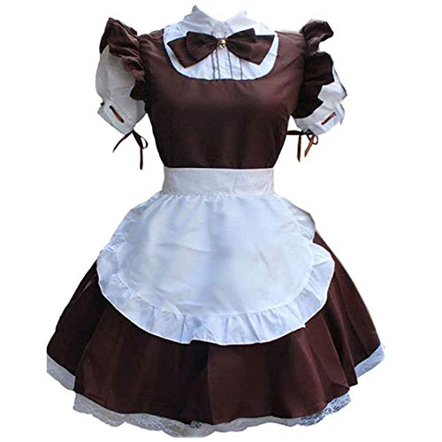 FSFA Damen Maid Cosplay KostüM Kleider Lolita Dienstmädchen Cosplay Kleid Mini Kleid Hausmädchen Uniform Zimmermädchen Kleid Karneval Fasching Halloween gotisch Kostüm von FSFA
