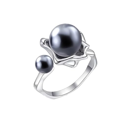 FSJMTQTS Damenring Damen Unregelmäßiger offener Fingerring Perlenschmuck für Freundin von FSJMTQTS
