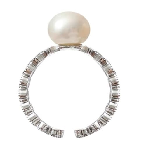 FSJMTQTS Damenring Flash Diamond Damen Offener Perlenring für Freundin von FSJMTQTS