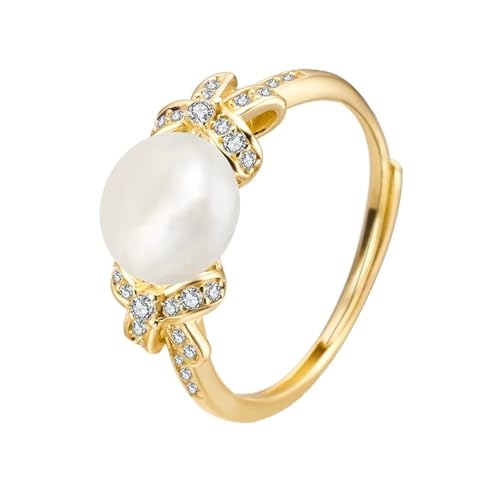 FSJMTQTS Damenring Frauen Bogen Trauringe für Freundin(Gold_Free Size) von FSJMTQTS