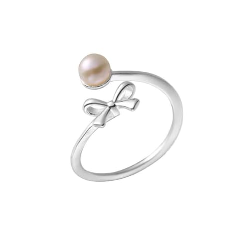 FSJMTQTS Damenring Perle Bogen Weibliche Ring Offene Einfache für Freundin von FSJMTQTS