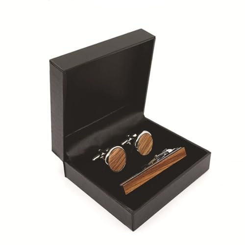FSJMTQTS Gemelli Fermacravatta Set Dekorative Manschettenknöpfe aus Holz, Krawattenklammer-Set aus Holz FSJMTQTS Gemelli Fermacravatta Set Dekorative Manschettenknöpfe aus Holz, Krawattenklammer-Set aus Holz von FSJMTQTS