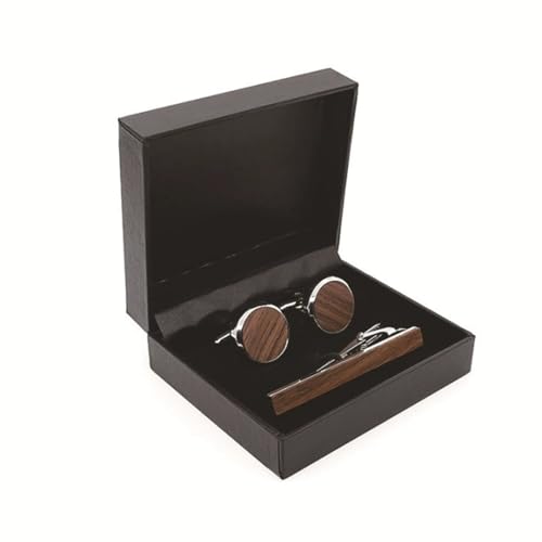 FSJMTQTS Gemelli Fermacravatta Set Runde Manschettenknöpfe aus Holz, Manschetten, Krawattenklammer-Set FSJMTQTS Gemelli Fermacravatta Set Runde Manschettenknöpfe aus Holz, Manschetten, Krawattenklammer-Set von FSJMTQTS