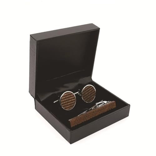 FSJMTQTS Gemelli Fermacravatta Set Runde Manschettenknöpfe aus Holz for Hochzeiten, Krawattenklammern-Set FSJMTQTS Gemelli Fermacravatta Set Runde Manschettenknöpfe aus Holz for Hochzeiten, Krawattenklammern-Set von FSJMTQTS