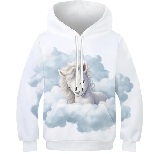 FSMHDG Jugendlicher Kinder Sweatshirt Pferd in 3D - Modischer Kinder Hoodie, Vielseitiger Kinder Pullover, Perfekt Für Schule Und Freizeit von FSMHDG