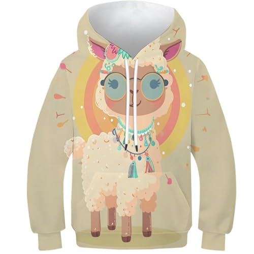 FSMHDG Kinder Sweatshirt Alpaka Mit Spektakulärem 3D-Design - EIN Must-Have Kinder Hoodie, Langlebiger Kinder Pullover Für Alle Gelegenheiten von FSMHDG
