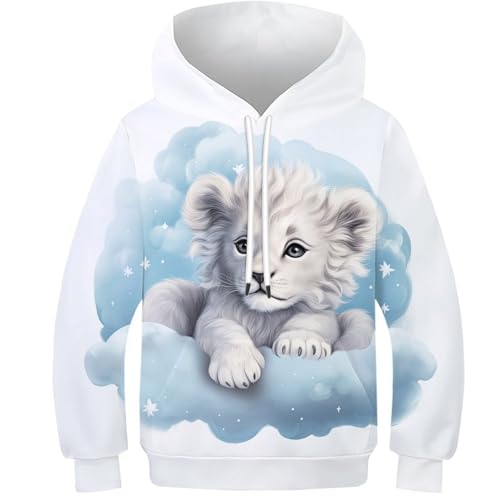 FSMHDG Modischer Kinder Hoodie Löwe - 3D Kinder Pullover, Hochwertiges Kinder Sweatshirt, Perfekt Für Jungen Und Mädchen von FSMHDG