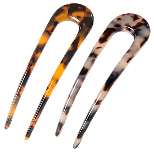 2 Stück 2 Stück french hair pin Französische Haarnadeln u förmige Haarnadel groß French twist hair pin für Damen Styling Haar Accessoires von FSMILING