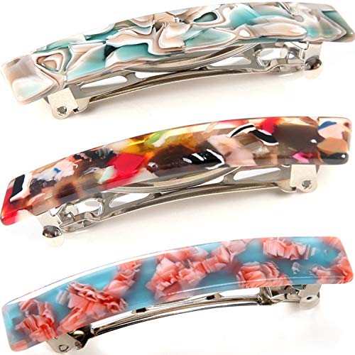 3 Stück Schildpatt Haarspange Klein Haarspangen Damen Dünnes Haar Französische Automatische Haarspange Clips Mittel Für Frauen von FSMILING
