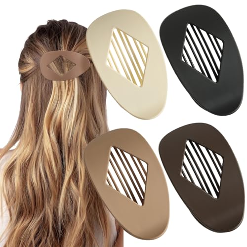4 Stück Flache Entenschnabel Haarspangen Damen Haarklammern Benglatt Haarspange Flach Haarklammer Flach Für Dünnes Dickes Haar von FSMILING