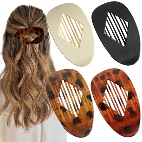 4 Stück Flache Haarklammer Haarspangen Damen Flach Haarkrallen Damen Haarklammern Groß Haarspange Für Dünnes Dickes Haar von FSMILING