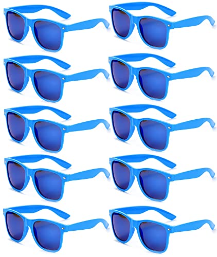 FSMILING 10 Stück sonnenbrille festival Bunt Party Brille Neon Sonnenbrillen Set Party Sonnenbrille Verspiegelt Blau Für Herren Damen von FSMILING