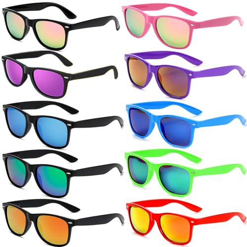FSMILING 10er Pack Party Sonnenbrille Set Bunte Sonnenbrille Pack Neon Party Brille Für Damen Herren Fasching Karneval Sommer Beach Pool Party von FSMILING