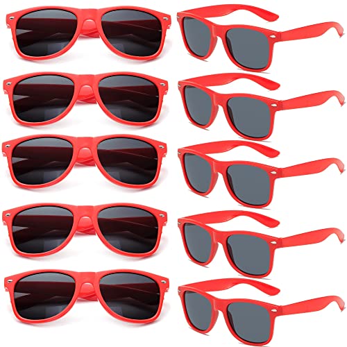 FSMILING 10er Party Sonnenbrillen Set Für Herren Damen,lustige Bunte Sonnenbrillen Pack Neon Sonnenbrille Rot Party Brillen Für Karneval/fasching von FSMILING