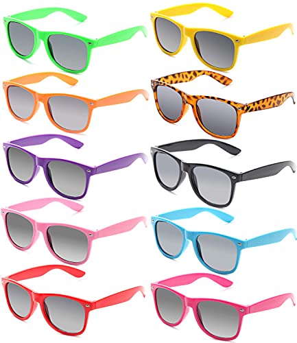 FSMILING Neonfarbene Party-Sonnenbrille für Unisex-Erwachsene, mehrfarbig, Kunststoff-Sonnenbrille in Großpackung für Männer und Frauen, 10 Stück, mehrfarbig von FSMILING