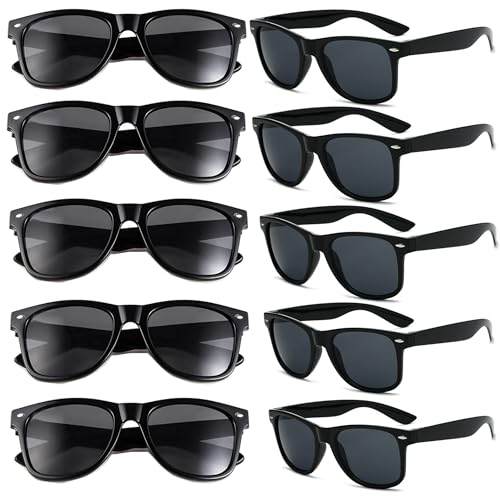 FSMILING Sonnenbrillen,Sonnenbrille Herren Schwarz Party Sonnenbrille Set Sunglasses Sonnenbrillen Set Party Brille 10er Pack Partybrillen von FSMILING