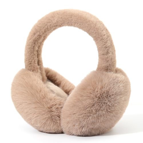 FSMILING Ohrenwärmer Damen Braun Ohrenschützer Damen Winter Verstellbar Plüsch Ohrenwärmer Fell Ohrenschützer Für Frauen von FSMILING
