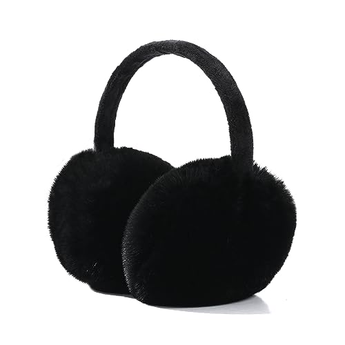 FSMILING Schwarz Ohrenschützer Damen Verstellbar Winter Ohrenwärmer Damen Ohrenschützer plüsch Earmuffs für Damen von FSMILING