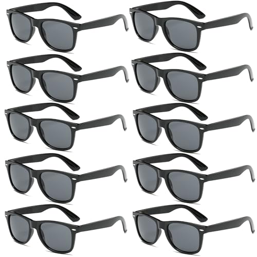 FSMILING Sonnenbrillen-Set, schwarz, rechteckig, Vintage, Partybrille, Fantasie, schwarze Brille für Männer und Frauen, 10 Stück von FSMILING