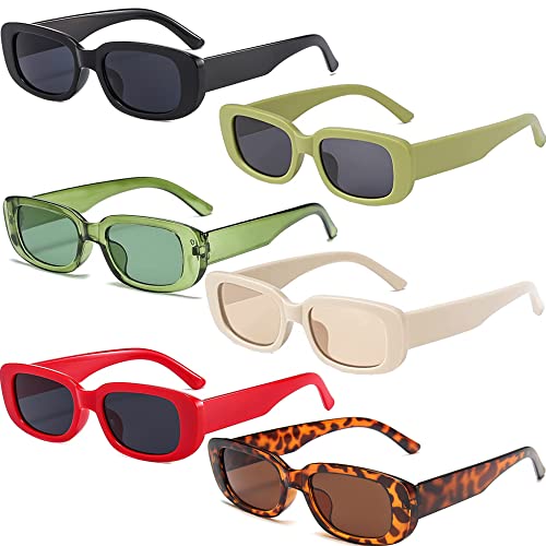 FSMILING Y2k Sonnenbrillen-Set, 4/10 Stück, klein, Retro, rechteckig, für Damen, 90er-Jahre, Vintage-Stil, quadratische Brille, Y2k Sonnenbrillen-Set, Farbe 7 von FSMILING