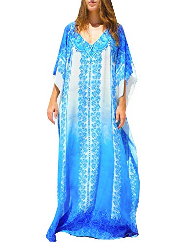 FSMO Damen Elegante Strandponcho Ethnischer Druck Lose Kaftan Smock Sommer Maxikleid von FSMO