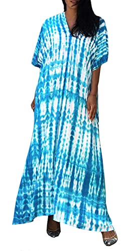 FSMO Damen Elegante Strandponcho Ethnischer Druck Lose Kaftan Smock Sommer Maxikleid von FSMO