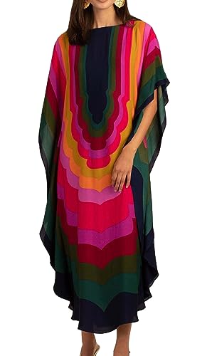 FSMO Damen Strandkleid Bikini Cover Up Lose Kaftan Strandponcho Lang Sommer Pareos Maxikleid Beachwear von FSMO