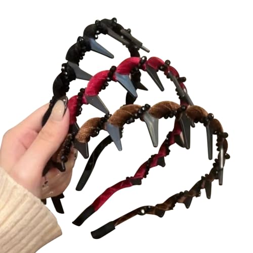 3 Stück Vintage High Cranium Stirnbänder Samt Strass Stirnband Reversible Zähne Haarband Breite Zähne Haarbänder Retro Wave Stirnbänder Mode rutschfeste Haarbänder Hoops von FSSTUD