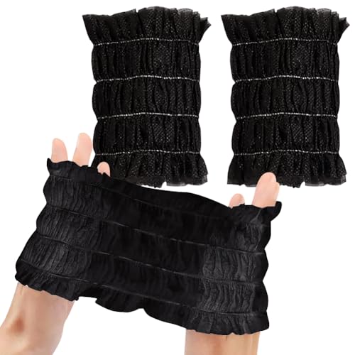 Elastische Vlies-Stirnbänder, dehnbar, Make-up-Stirnband, weiche Hautpflege, Haarbänder, dehnbar, Gesichtswaschen-Haarbänder, Kopfwickel für Damen und Mädchen, Schwarz, 100 Stück von FSSTUD
