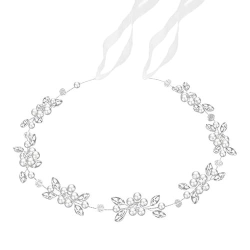 Erstkommunion Strass Stirnband Kunststoff Perle Blumenmädchen Kopfschmuck Hochzeit Perle Kristall Haarband Verstellbare Krone Haarband Strass Blume Tiara Bling Kristall Haarschmuck von FSSTUD