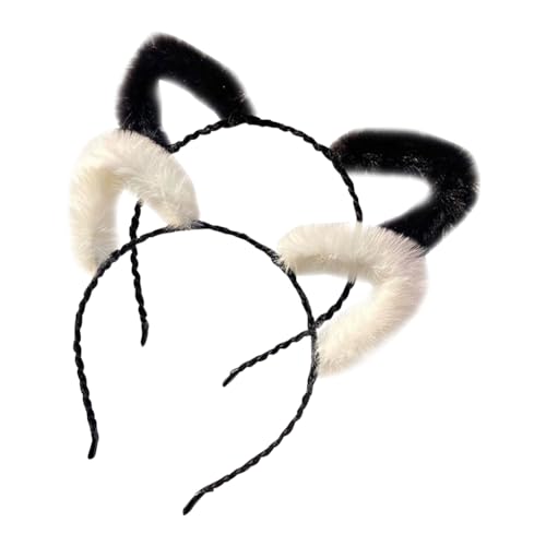 FSSTUD 2 Stück Katzenohren Stirnbänder Niedliche Tierohren Stirnband Süße Kätzchen Haarbänder Kawaii Haarreifen Cosplay Party Kostüm Haarband Halloween Dekoration Stirnband von FSSTUD