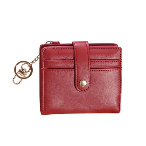 FSSTUD Kleines Kreditkartenetui aus PU-Leder mit Ausweisfenster, RFID-Blockierung, Bifold-Kartenhalter, modische Geldbörse mit Druckknopf und goldenem Metall-Schlüsselanhänger, rot, 11 x 9 x 2 cm ( L FSSTUD Kleines Kreditkartenetui aus PU-Leder mit Ausweisfenster, RFID-Blockierung, Bifold-Kartenhalter, modische Geldbörse mit Druckknopf und goldenem Metall-Schlüsselanhänger, rot, 11 x 9 x 2 cm ( L von FSSTUD
