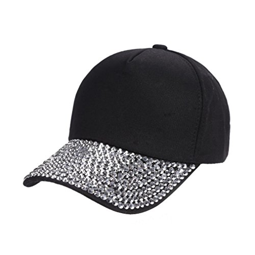 FSSTUD Sommer UV Schutz Baseballkappe Glitzer Kappe Baseball Hip Hop Baseballmütze Baseball Cap fur Damen Herren Schwarz von FSSTUD