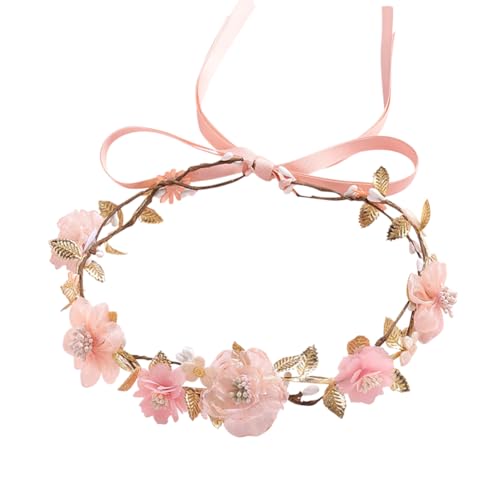 Verstellbare Blumenkrone Stirnband Fee Blumenkrone Kopfschmuck Braut Floral Haarkranz Blume Blätter Kopf Kranz Renaissance Fee Haarschmuck mit Band für Geburtstag Hochzeit von FSSTUD