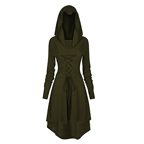 FSUJWOA Gothic Kleid Damen Mittelalter Kleidung Damen, Renaissance Kleid Damen Halloween Party Kostüm Karneval Weihnachten Kleider(3XL,Grün) von FSUJWOA